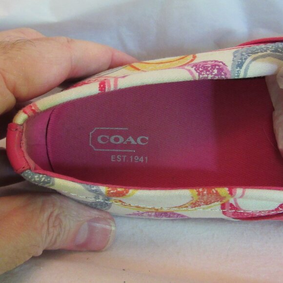 Coach Kaycee White and Multicolor Slip-On Sneakers Size 8B Leatherware Good Cond - Picture 12 of 13